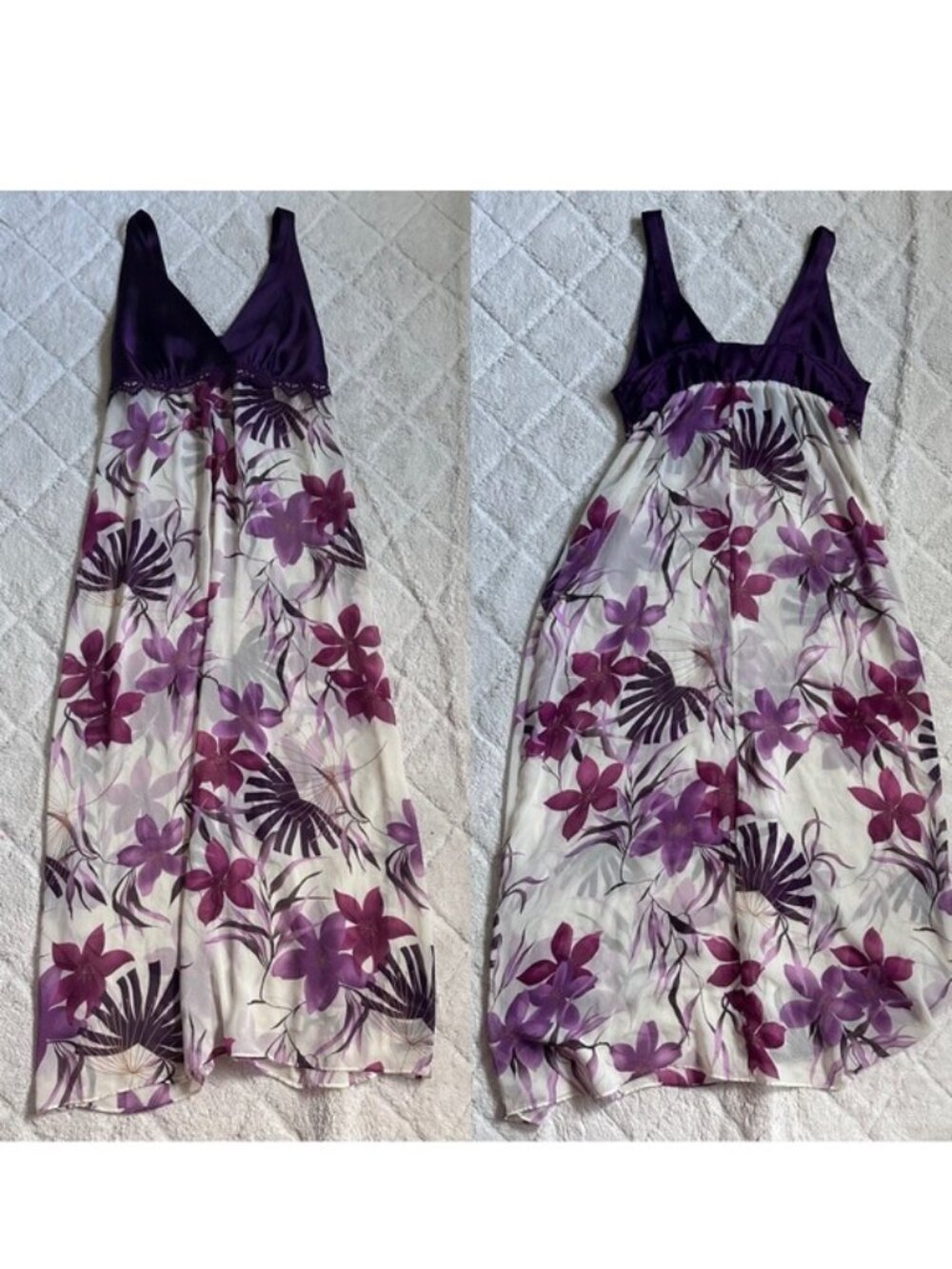 Gilligan & O'Malley | Sheer Purple Floral Vintage Nightgown | Size Small
